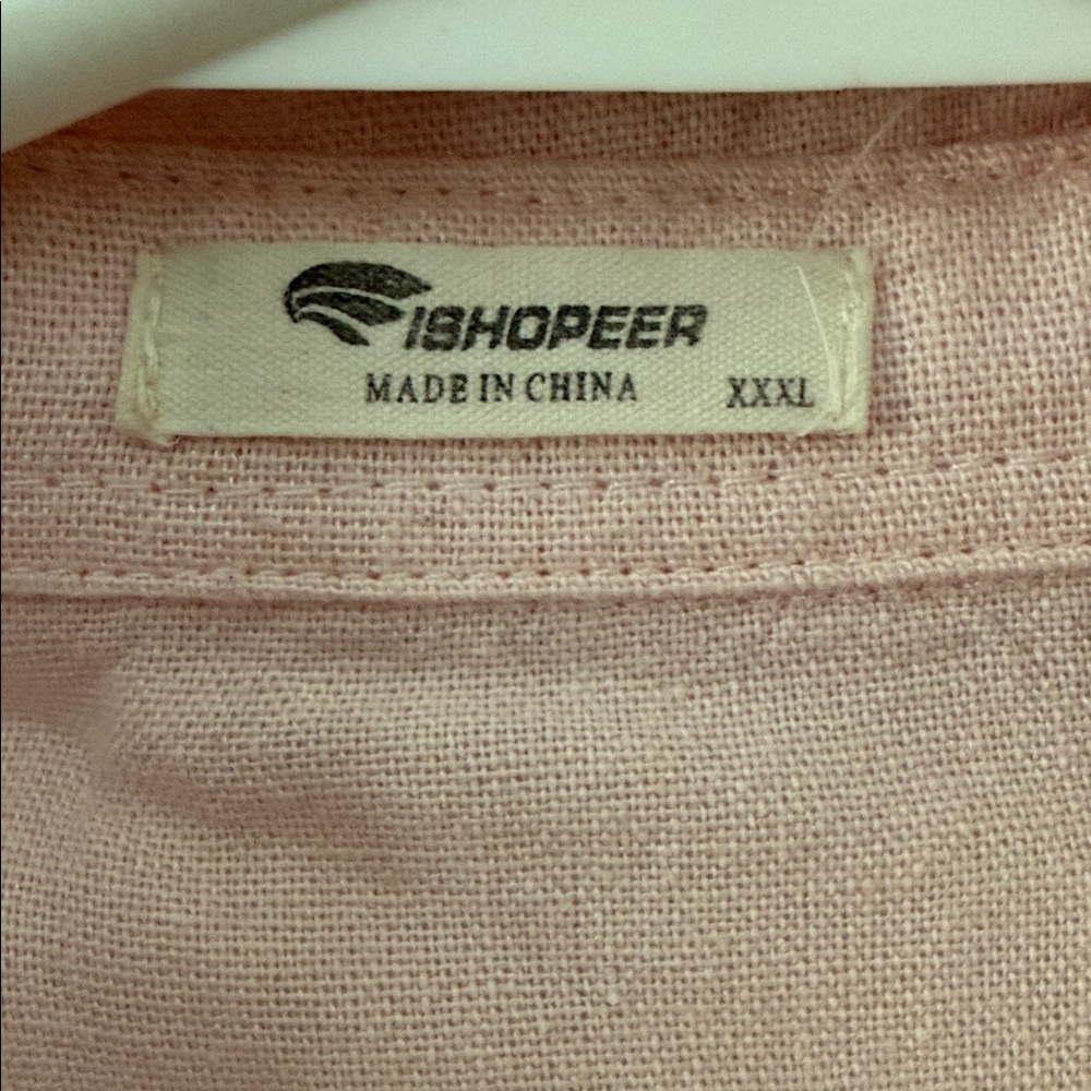 Men’s Linen/Rayon blend pink short sleeve button down shirt XXXL 28” pit to pit - Picture 2 of 5